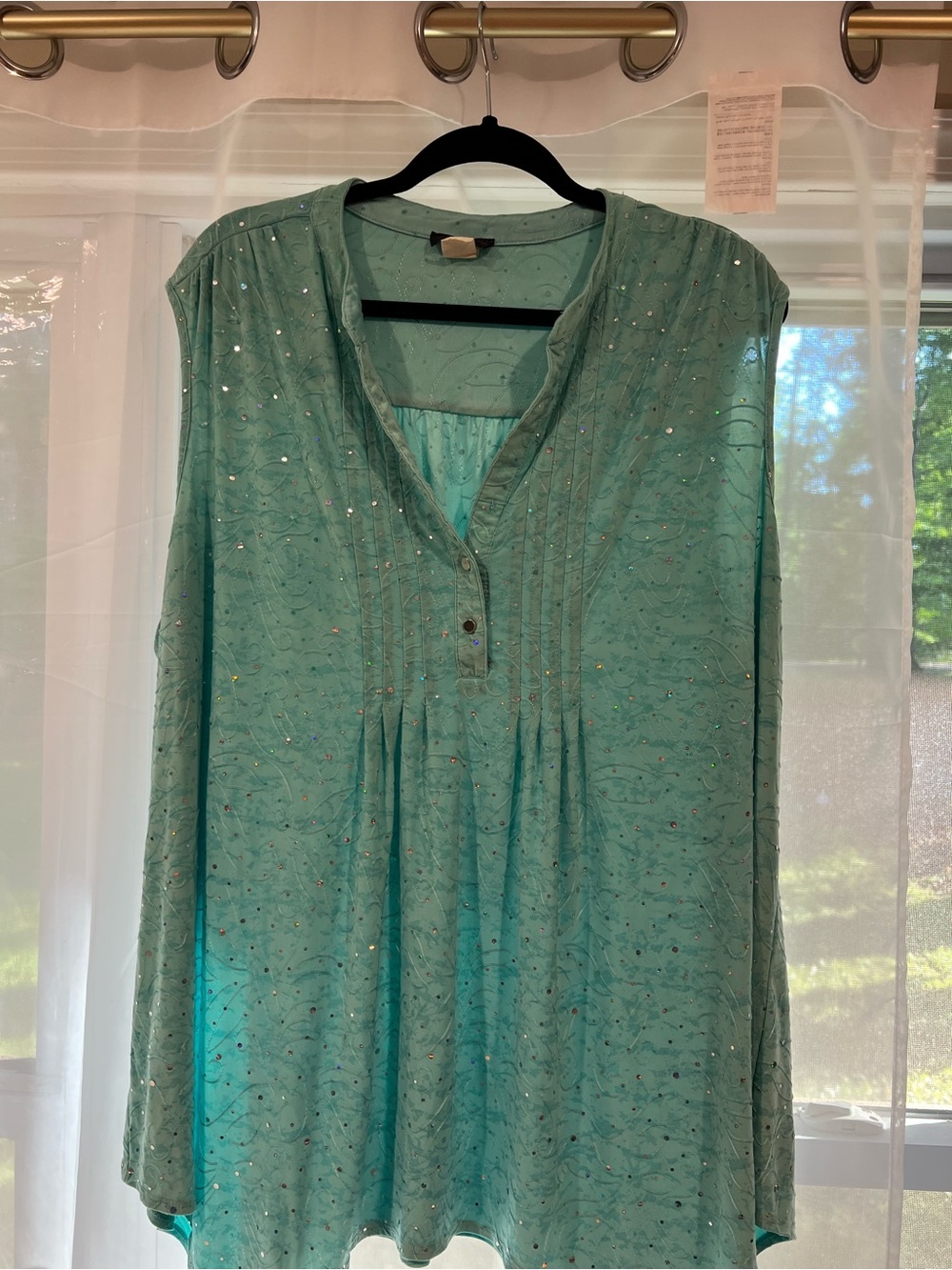 Cocomo Mint Sequin Pintuck Sleeveless Blouse